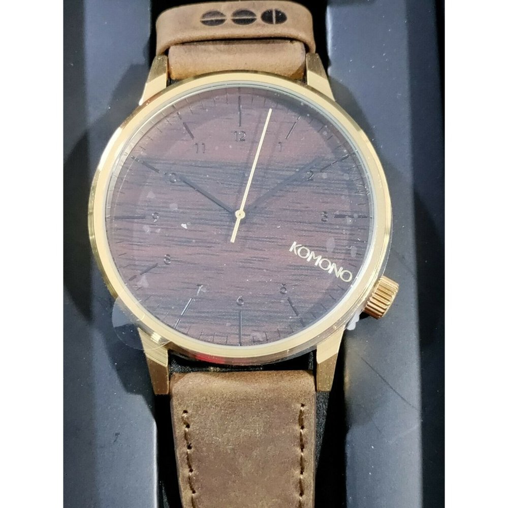Komono Mens Watch The Winston Leather Strap 41m W2021 Stainless Steel
